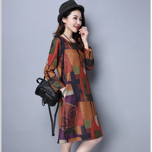 Color block Long sweater dress - Picture 2 of 5